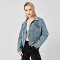 Women's Denim Long Sleeve Designed Jacket Fashion Top - AMAZEALL