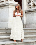 Layered Ruffles Cake Skirt Summer Fashion A Line Swing Mesh Long Skirt Party Dress Women - AMAZEALL