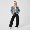 Women's Denim Long Sleeve Designed Jacket Fashion Top - AMAZEALL