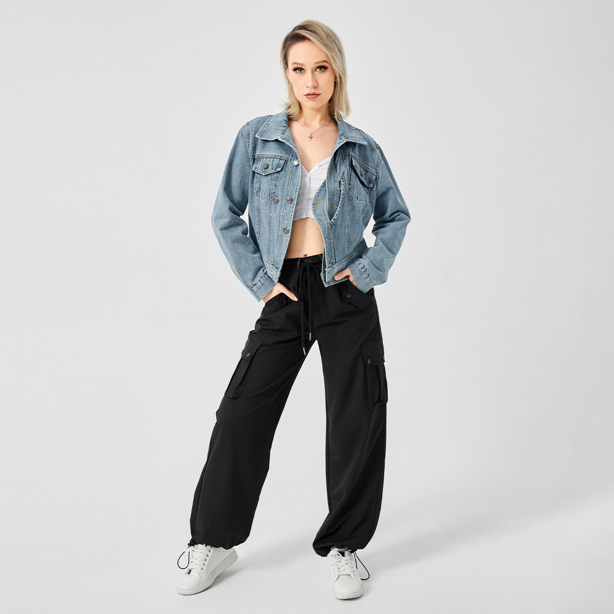 Women's Denim Long Sleeve Designed Jacket Fashion Top - AMAZEALL